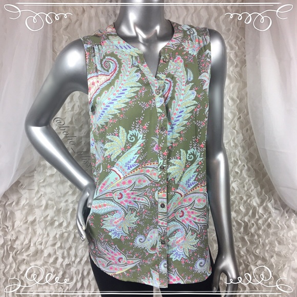 AMERICAN EAGLE | Paisley Print Sleeveless Button Blouse - Picture 2 of 6